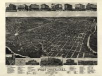 Fort Worth 1886 Bird's Eye View 17x22, Fort Worth 1886 Bird's Eye View
